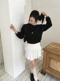Rommer lace two lines point off-shoulder long-sleeved sweatshirt