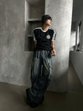 Summer cool cargo banding denim pants