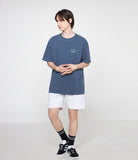 Small Drawing Smile Pigment Short Sleeve T-shirt Gray Logo