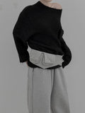 Solid loose-fit one-off knit sweatshirt