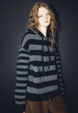 [2-WAY] Stripe Hood Knit Zip-up
