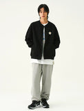 Flower Dot Embroidery Baseball Jacket