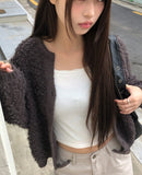 Yufit Fluffy Wool Fur Long Sleeve Cardigan