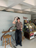 Danmi Summer Black Blue Washing Denim Balloon Pants