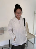 Sigyu Flower Lace Shirring Hood Zip-up