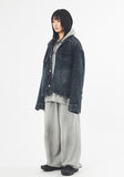 Crack washed over denim jacket