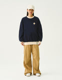 Cream Flower Dot Color Matching Sweatshirt