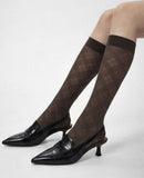Check sheer knee socks