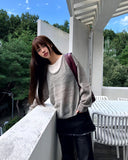 Mishu Color Matching Layered Loose Fit Long Sleeve Knit