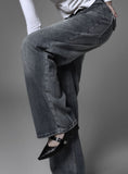 Back pocket wide denim pants