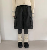 Hibelo Banding Wool Cargo Bermuda Pants