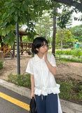 Seputte Shirring Frill Short Sleeve Blouse