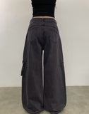 Messy Pocket Cargo Slit Wide Pants