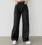 4 Seasons Non-fade Raw Back Banding Wide Fit Denim Pants