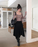 Kyou Unbalance Layered Shirring Skirt
