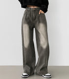 Yellow Teen Washing Long Wide 4 Season Denim Pants