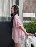 Fruity Pocket Stripe Roll-up Short Sleeve Shirt
