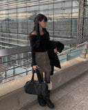 Veil khaki suede mini skirt