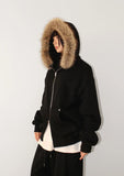 (Lining Brushed) STARRY FUR HOOD ZIP-UP