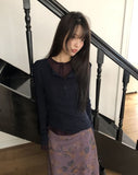 Pirun Tencel Layered Button Long Sleeve T-shirt