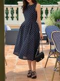 Shuni Jacquard Dot Linen Sleeveless Long One Piece