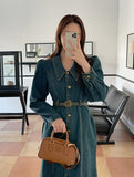 Halo Collar Denim Shirt One Piece (Belt set)
