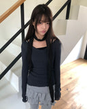 Burin Punched Wavy V-Neck Knit