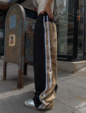 Half Camo Color Matching Line Training Pants