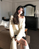 Ciel V-neck Hachi Knit Muffler Set