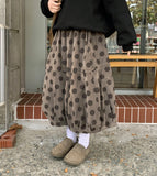 Koneki corduroy cut dot balloon midi skirt
