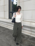 Band Punching Rib V-Neck Cardigan