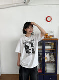 [unisex] Formt Cat Print Over Short Sleeve Tee