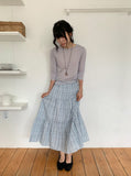 Mihi Seersucker Check Tiered Long Skirt