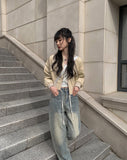 Midyu Leather Crop Blouson Jumper