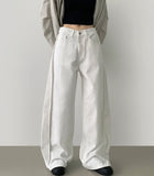 Hem Snap Cut Pin Tuck Adjust Wide Balloon Cotton Pants