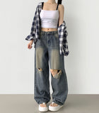 Summer No-Fade Balloon Wide-Fit Denim Pants