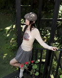 Kiving See-Through U-Neck Cosmos Flower Long Sleeve T-Shirt
