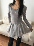 Weil Organza Layered Flared Mini Skirt