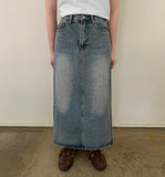 Coran washed denim long skirt