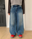 Luaz Washing Wide Denim Pants