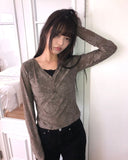 Beden Lace V-Neck Long Sleeve T-Shirt
