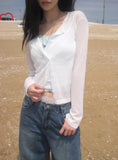 Lina See-through Feminine Fit Button Cardigan