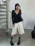[U-BASIC] Lin Pintuck Cotton Bermuda Pants