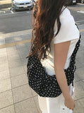 Blan Dot Shirred Half Moon Shoulder Bag