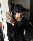 Waffle U-Neck Long Sleeve Tee