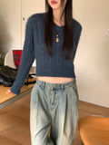 Gwen Cable V-neck Angora Knit