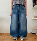 Selgu Washing Denim Wide Pants