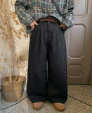 Itove Black Blue Pintuck Brushed Wide Pants