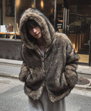 Chase Wolf Fur Hooded Zip-Up