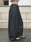 Oran Raw Red Patch Wide Denim Pants